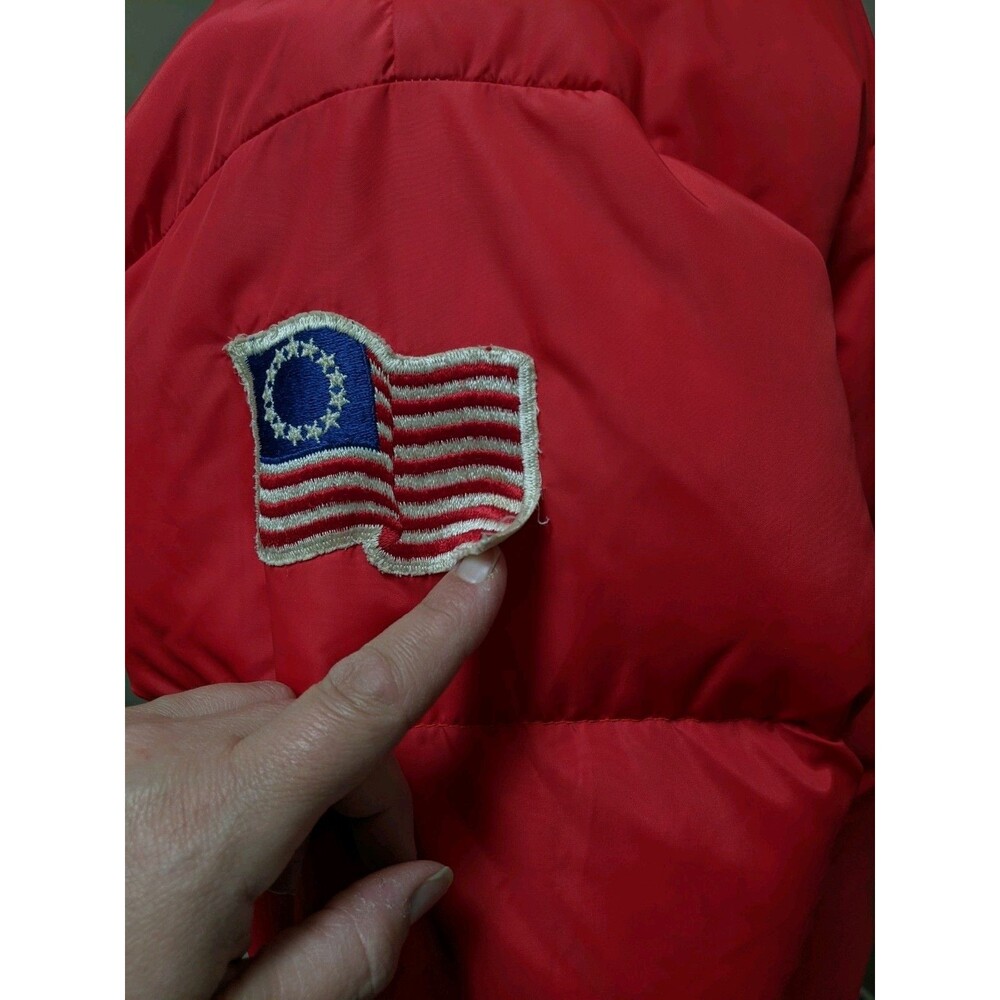 Vintage REI Red Puffer Jacket Goose Down Ski Party 70s Size L - Picture 14 of 15